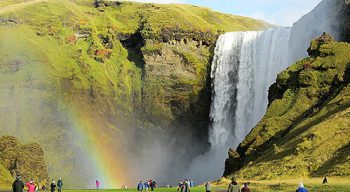 Iceland waterfall and rainbow