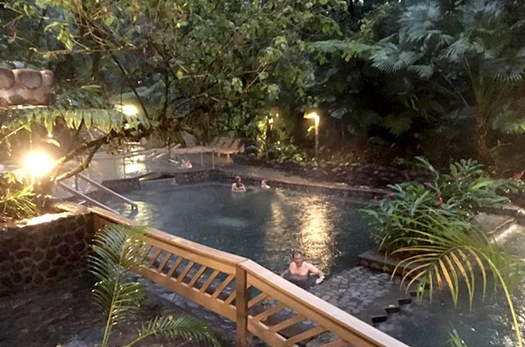 Enjoying a soak in Arenal's hot springs