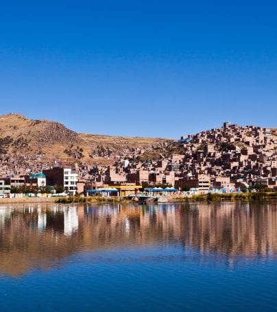 city panorama viewed from lake