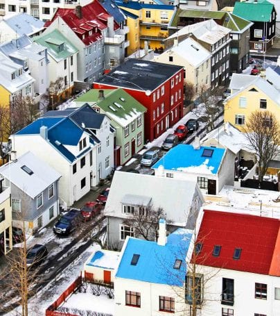 Aerial view of Reyjavik, Iceland