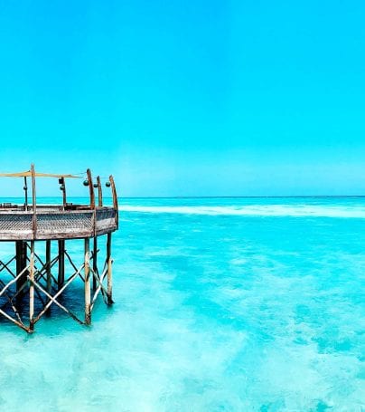 Dock over ocean in Zanzibar, Tanzania