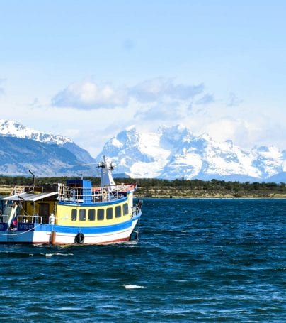 Boat on water near Puerto Nayales, Chile