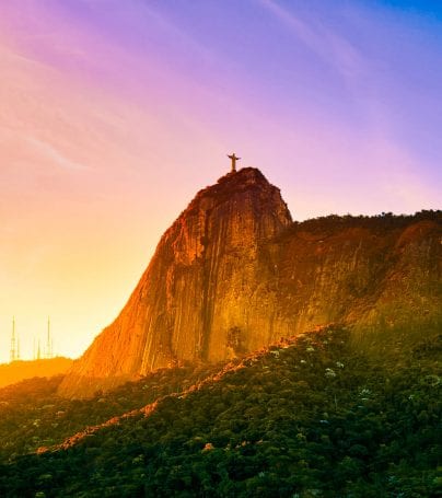 Mountain of Corcovado at sunset