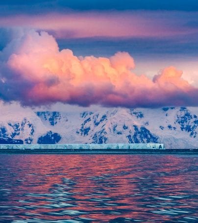 Midnight sun over Drake Passage, Chile