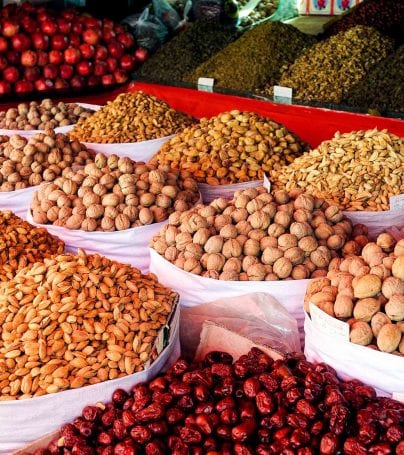Market goods displayed in Kashgar, China