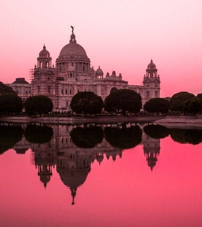 Victorial Memorial at sunset in Kolkata, India