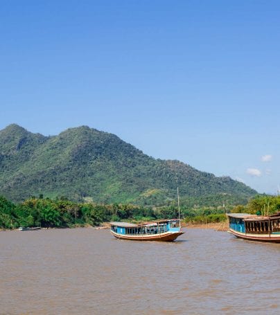 Mekong River cruise near Pakben, Laos