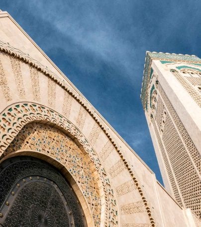 Dramatic angle of Casablanca mosque