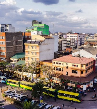 Aerial view of streets in Nairobi, Kenya