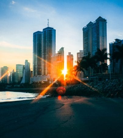 Coast of Panama City at sunset