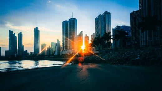 Coast of Panama City at sunset