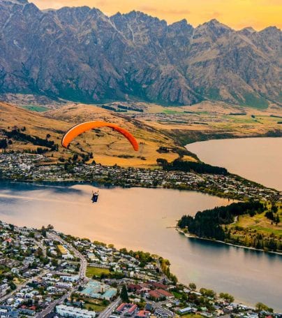 Paragliding over Queenstown, New Zealand