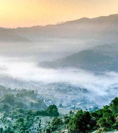 Misty valley of Pokhara, Nepal