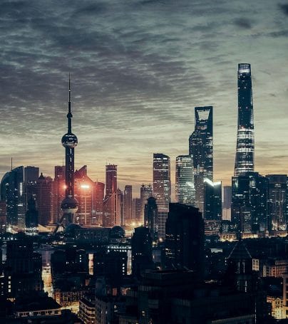 Skyline of Shanghai, China at night