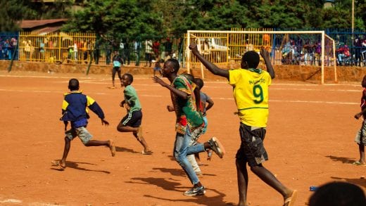 Community soccer game in Kigali, Rwanda