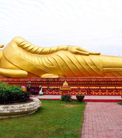 Giant golden statue in Vientiane, Laos