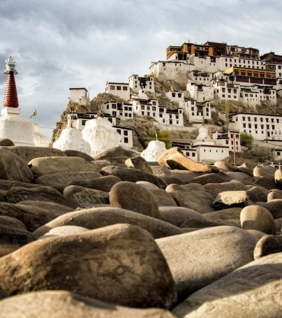 Thikse Monastery and pagodes in Tibet