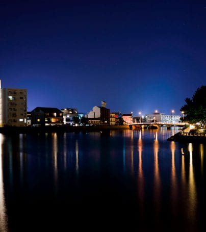 Coastline of Tokushima, Japan at night