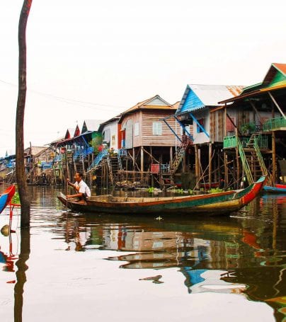 Village on the lake of Tonlé Sap, Cambodia