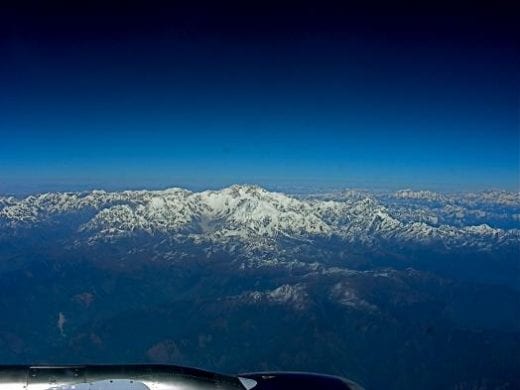 Himalayan views from the aircraft