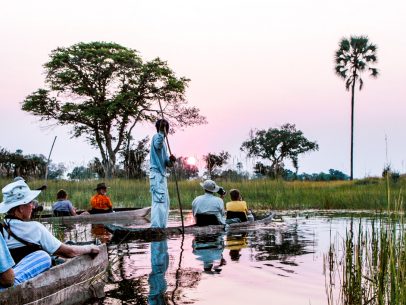 canoe on botswana okavango delta