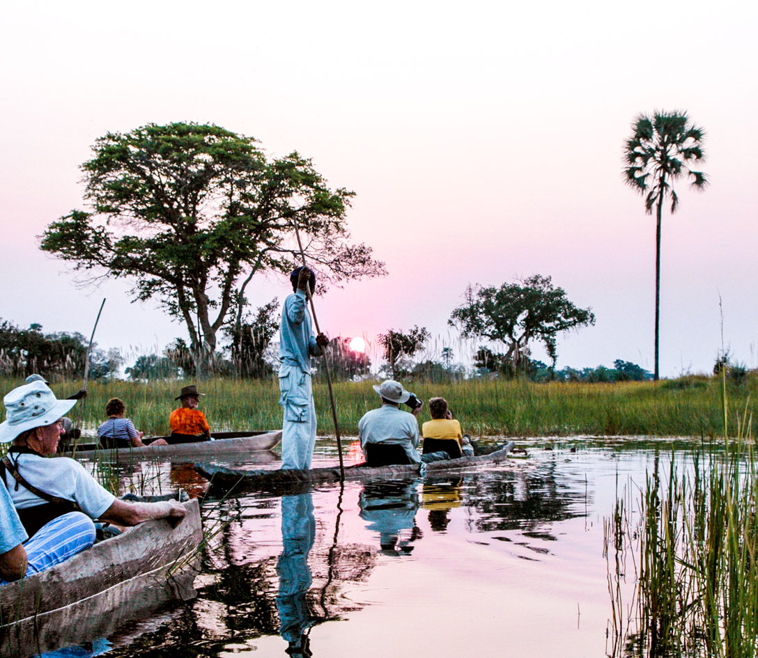 canoe on botswana okavango delta