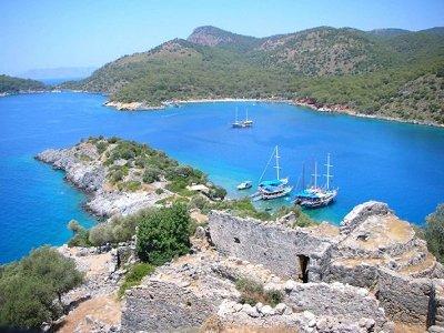 Check out fellow gulet travelers moored in a quiet cove