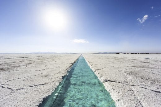 salt flats with water pool