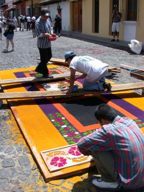 Carpets made of flowers
