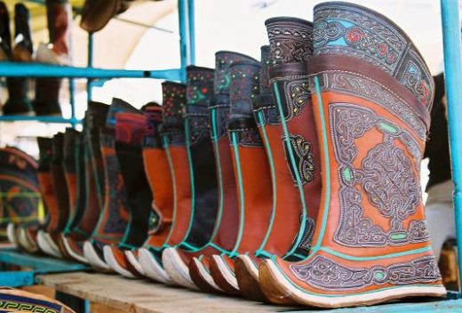 Find traditional Mongolian boots at the Naran Tuul Market