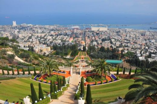 Look out over Haifa from the Bahai Gardens.