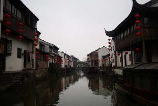 Picturesque canal in Suzhou's river district