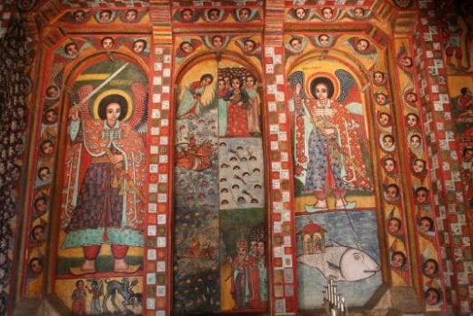 Marvel at detailed wall paintings at Lake Tana