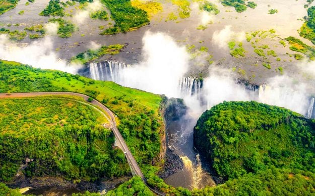 Aerial view of Victoria Falls in Zimbabwe