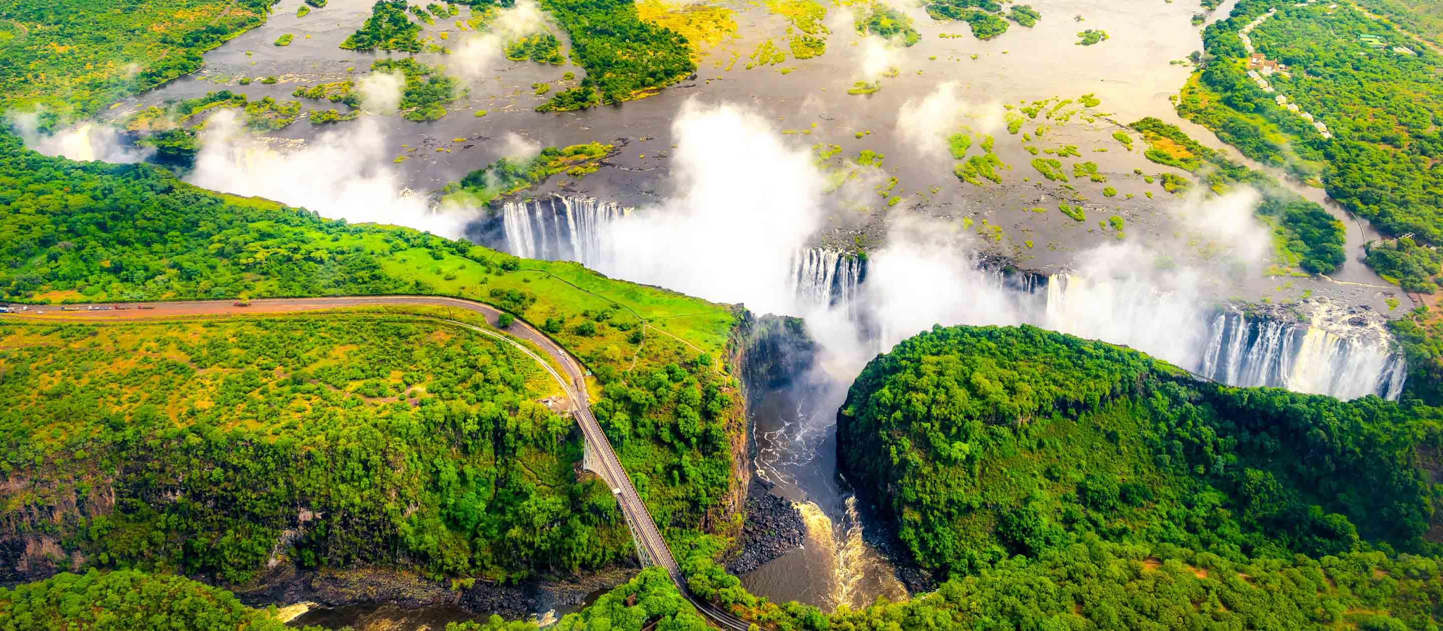 Aerial view of Victoria Falls in Zimbabwe