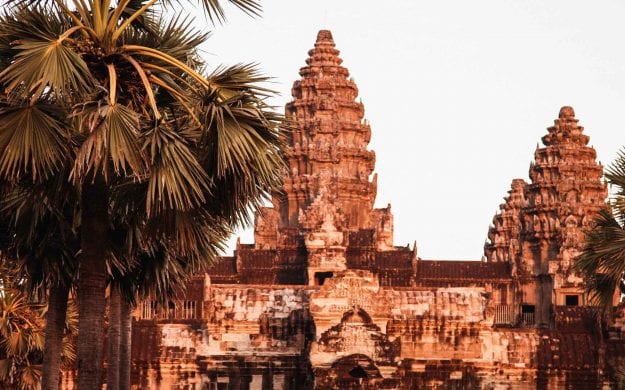 Sunset over Angkor Wat in Siem Reap, Cambodia