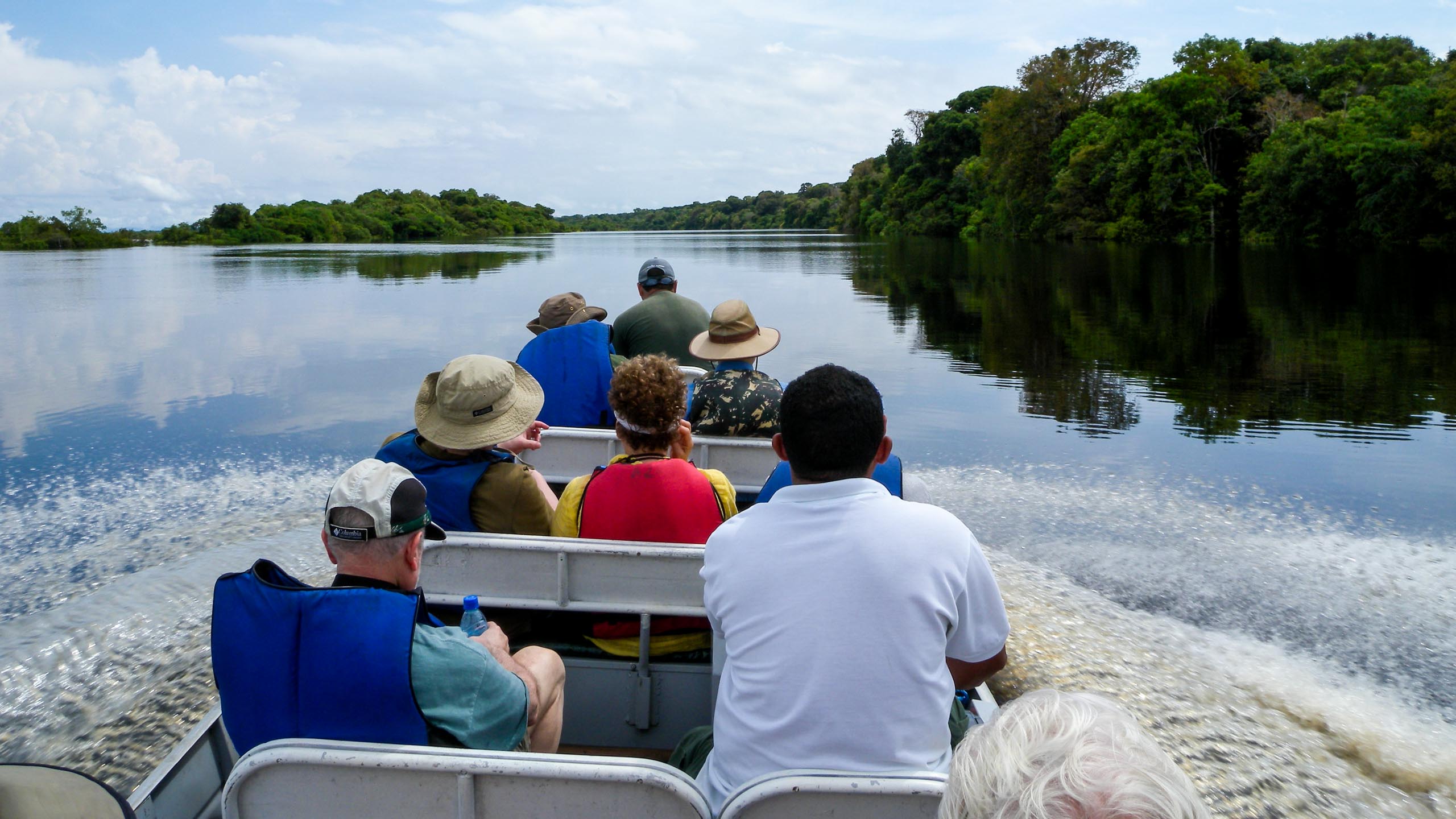 Group takes boat tour in Brazil