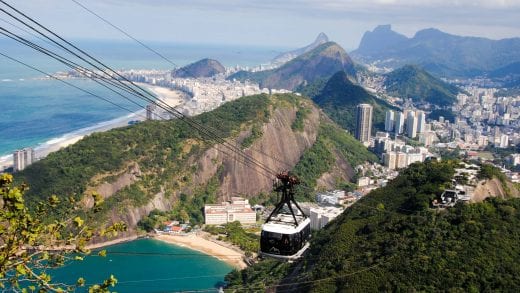 Gondola in the air over Rio de Janeiro