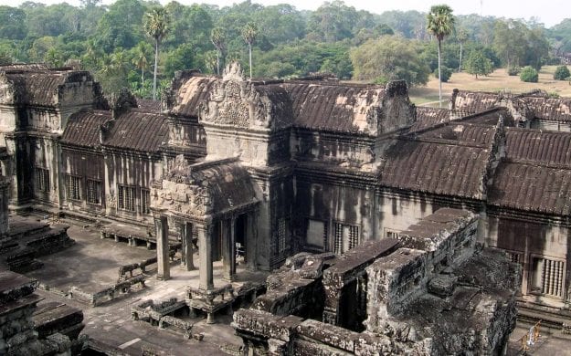 Aerial view of Cambodia ruins