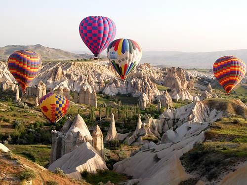 Float above rock valleys and amazing scenery in Cappadocia