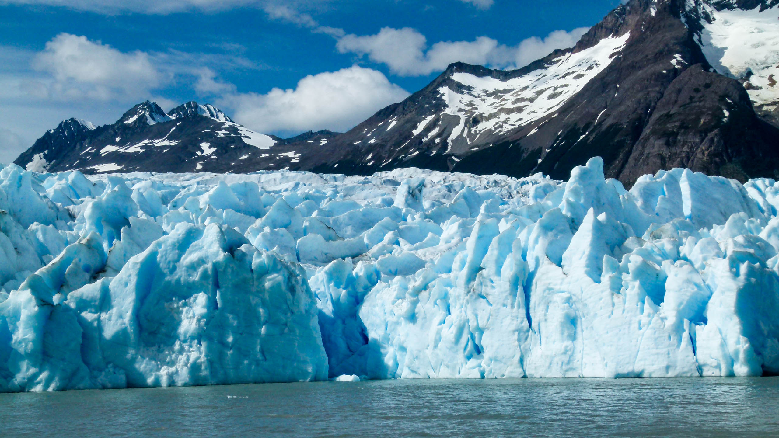 Glacier on edge of water in Chile