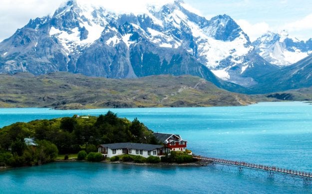 House on a lake island in Chile