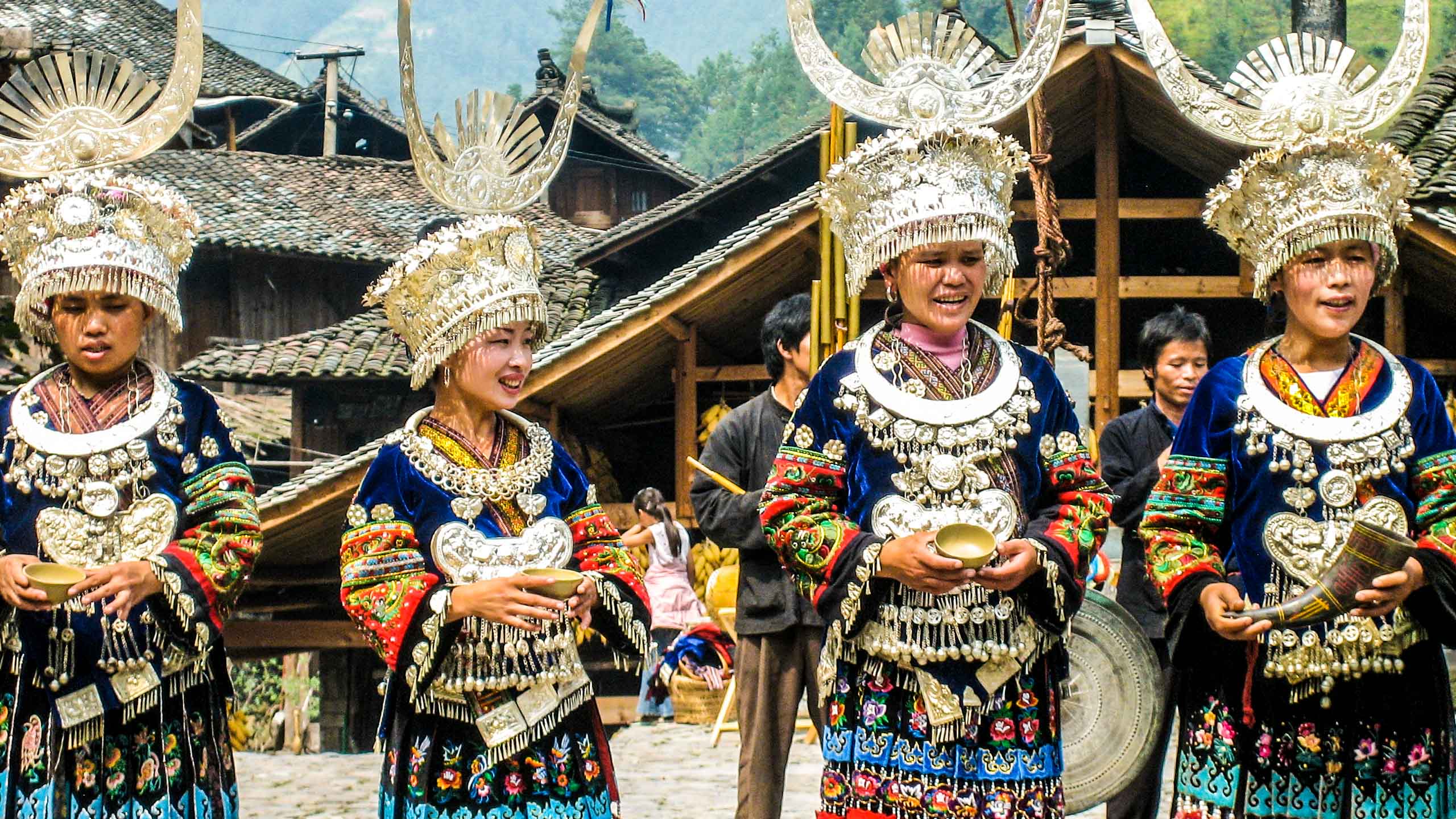 Group of Chinese women dressed in traditional garb