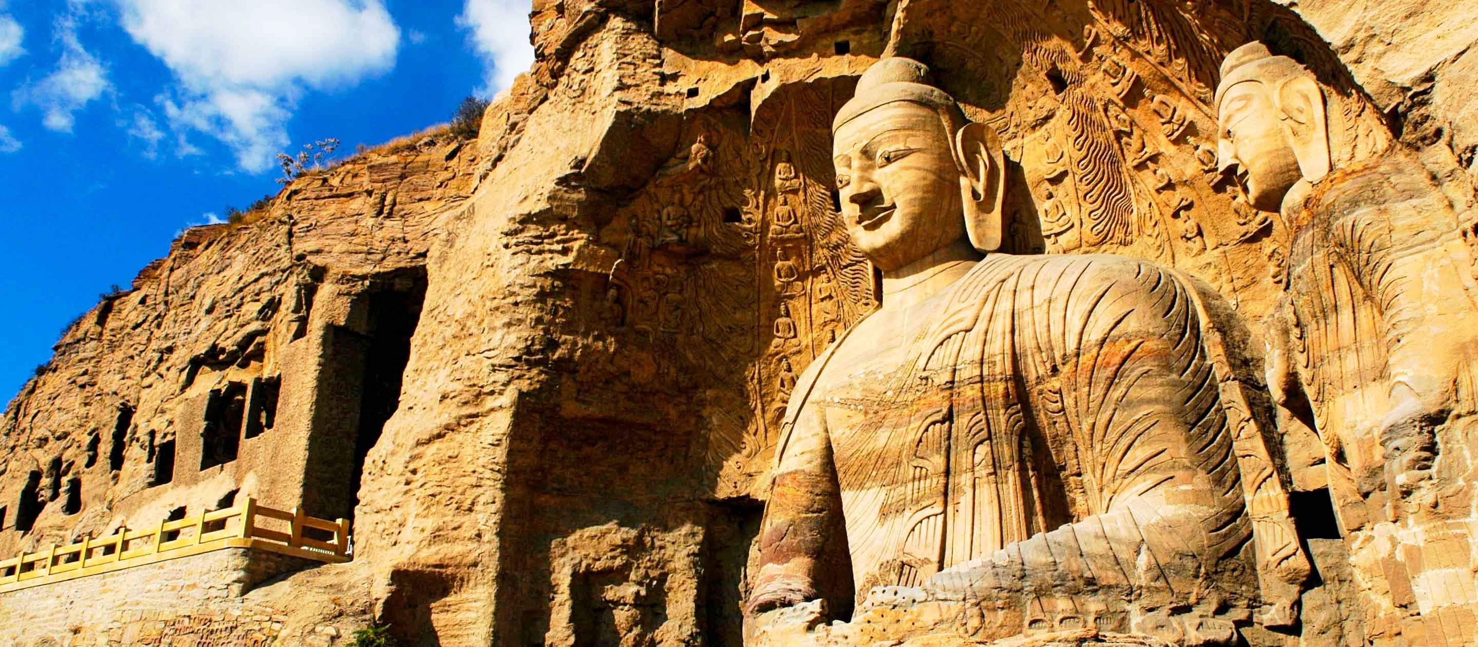 A giant stone Buddha carving in Yungang, China