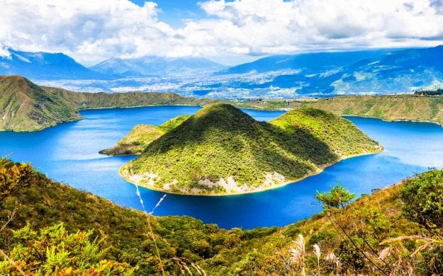 Islands of Lake Cuicocha in Ecuador