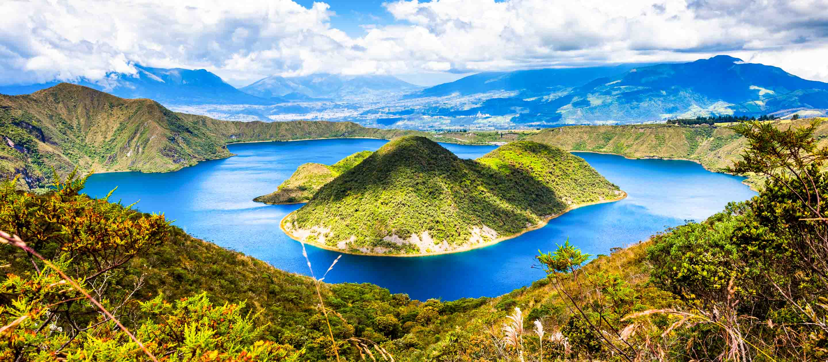 Islands of Lake Cuicocha in Ecuador