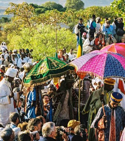 Aerial view of crowd at Ethiopia festival