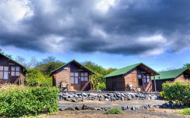 Line of cabins in Galapagos