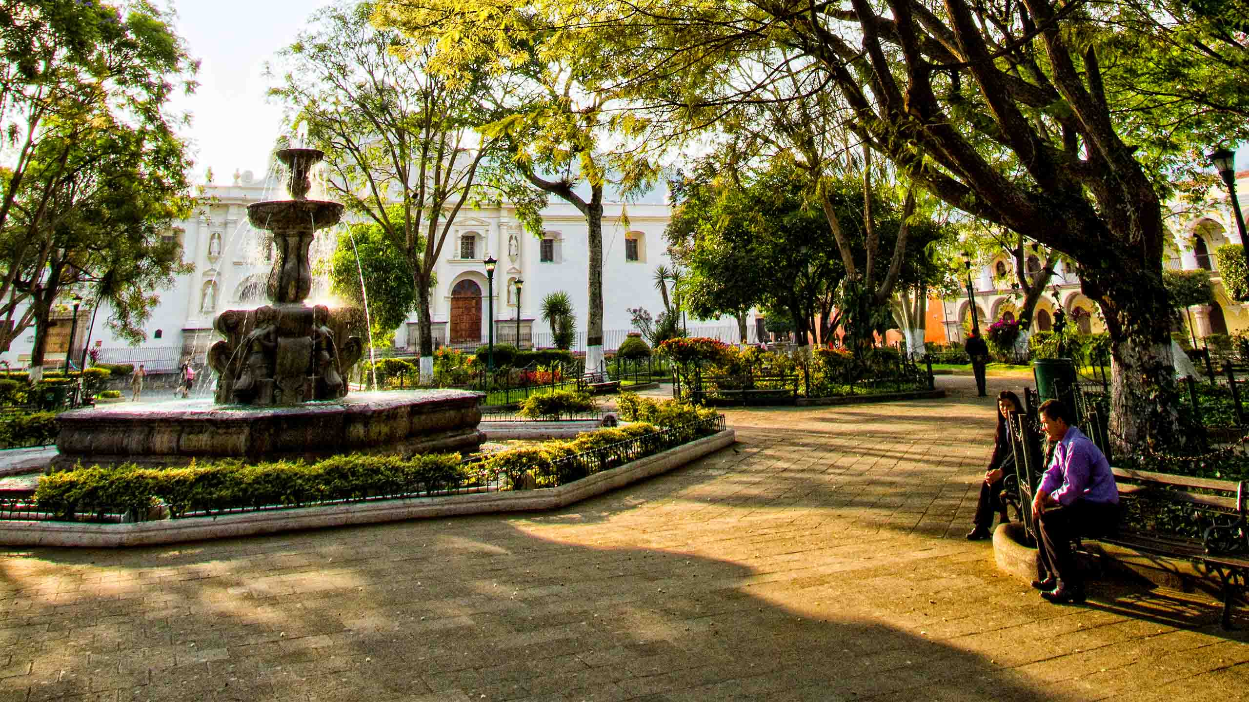 Guatemala park with fountain