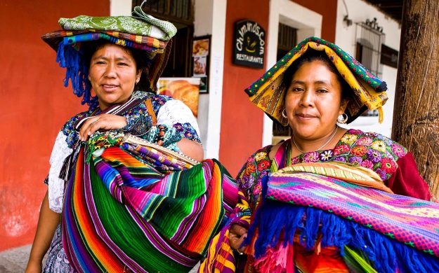 Guatemalan women in bright clothing